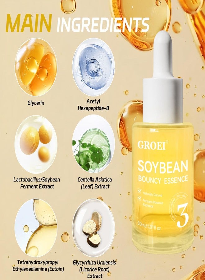 GROEI Glow Bean Essence, Soybean Ferment Extract, Glass Skin, Exfoliating, Hydrating, Radiant, Moisturizer, Barrier, Face Serum (1PC) - Image 2